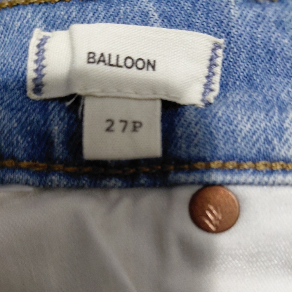 NWT Madewell Balloon Jeans 27P Petite High Rise Magic Pockets Light Wash - Picture 10 of 11